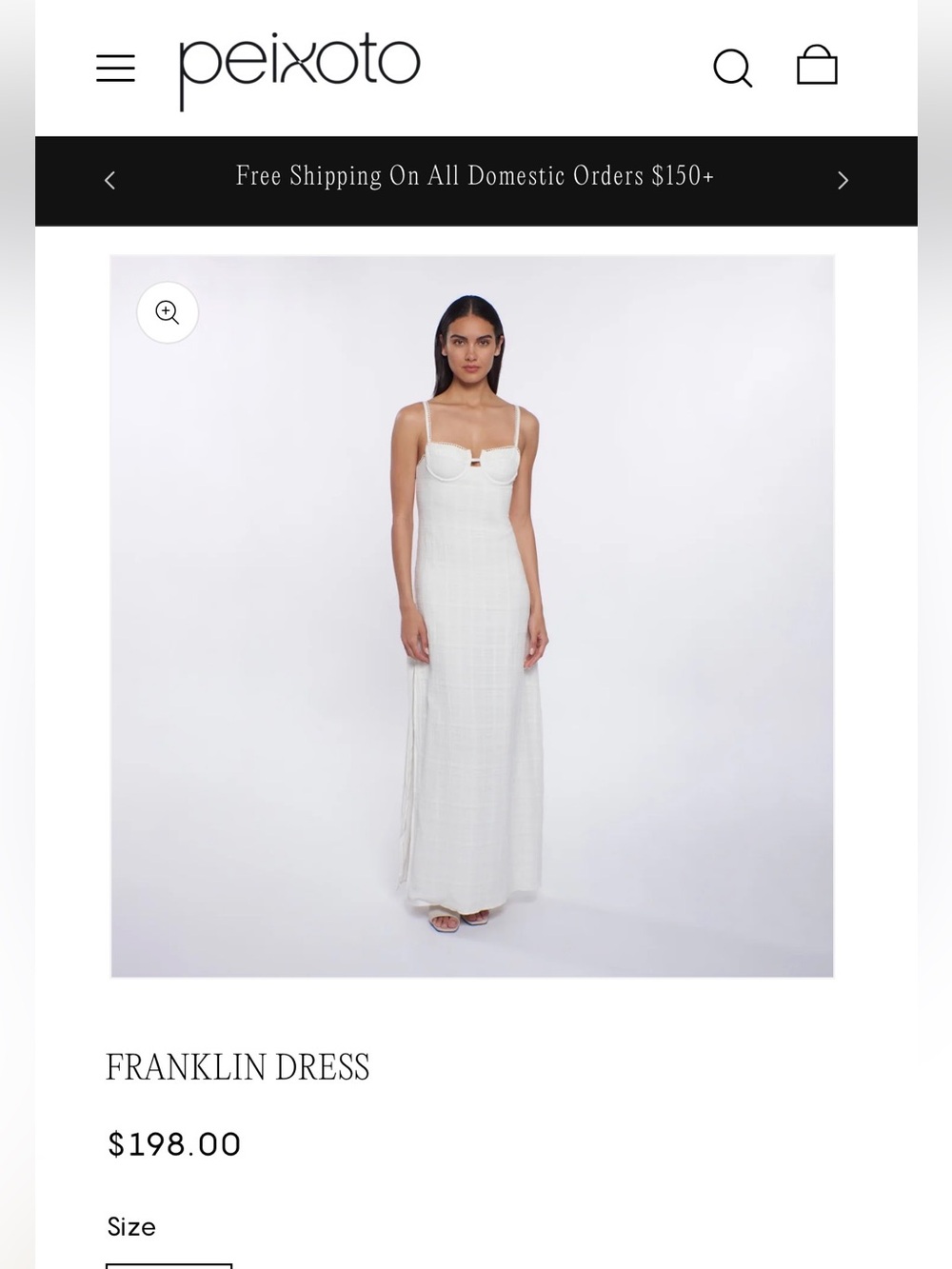100%cotton Peixoto Franklin White Maxi Dress